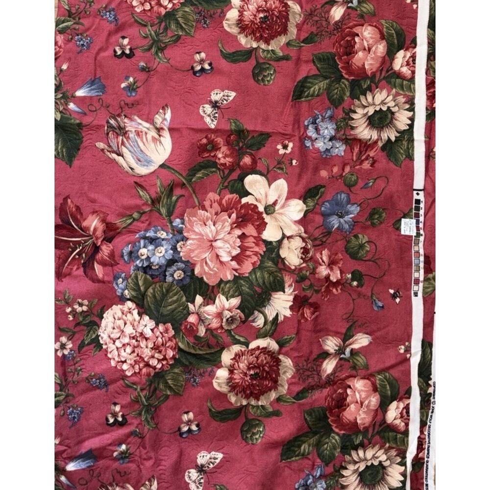Vintage John Wolf Fabric Pink Floral Chintz Fabric 4+Yds Ralph Lauren Style